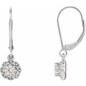 Forever One 1/2 Ctw Lab-Grown Moissanite And 1/8 Ctw Natural Diamond Earrings