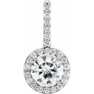 Forever One Colorless Lab-Grown Moissanite And 1/4 Ctw Natural Diamond Pendant