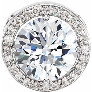 14K White 5 mm Forever One™ Colorless Lab-Grown Moissanite & .06 CTW Natural Diamond Pendant