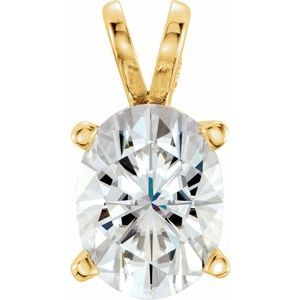 14K Yellow 8×6 mm Oval Forever One™ Lab-Grown Moissanite Pendant