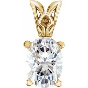 14K Yellow Forever One™ Colorless Lab-Grown Moissanite Pendant