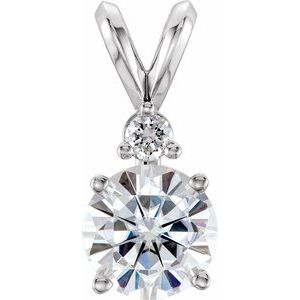 Forever One Colorless Lab-Grown Moissanite And .05 Ctw Natural Diamond Pendant