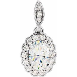 Forever One Lab-Grown Moissanite And 1/5 Ctw Diamond Pendant