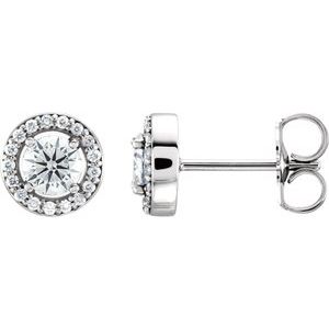 Forever One Lab-Grown Moissanite And .08 Ctw Natural Diamond Earrings