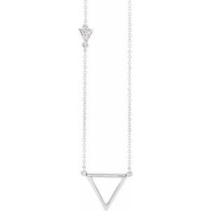 14K White .05 CTW Natural Diamond Triangle 16-18″ Necklace