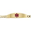 14K Yellow Medical Identification Red Enamel 8″ Bracelet