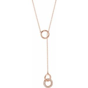 14K Rose 1/10 CTW Natural Diamond Circle Y 16-18″ Necklace