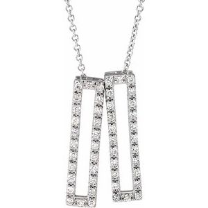 14K White 1/3 CTW Natural Diamond Rectangle 16-18″ Necklace