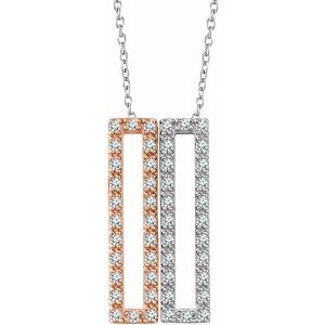 14K White/Rose 1/3 CTW Natural Diamond Rectangle 16-18″ Necklace