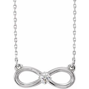 Sterling Silver 1/10 CT Natural Diamond Infinity-Inspired 16-18″ Necklace