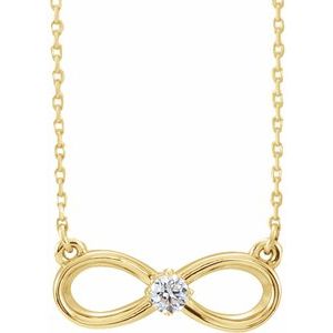 14K Yellow 1/10 CT Natural Diamond Infinity-Inspired 16-18″ Necklace