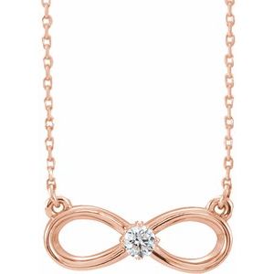 14K Rose 1/10 CT Natural Diamond Infinity-Inspired 16-18″ Necklace