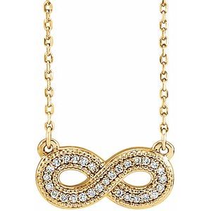 14K Yellow .06 CTW Natural Diamond Infinity-Inspired 16-18″ Necklace