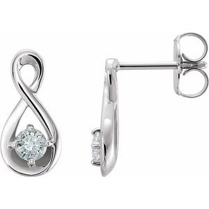 1/5 Ctw Natural Diamond Infinity-Inspired Earrings