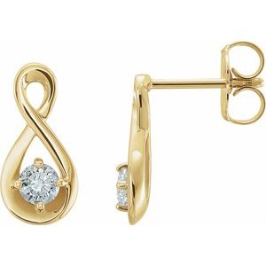 1/5 Ctw Natural Diamond Infinity-Inspired Earrings