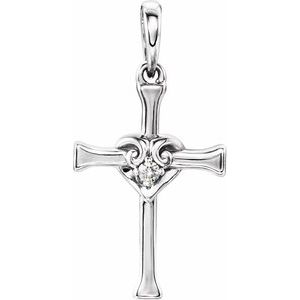 .025 Ct Natural Diamond Cross With Heart Pendant