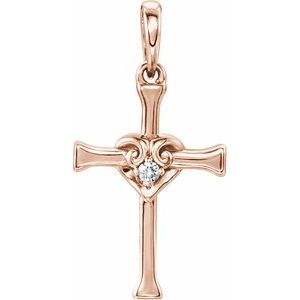 .025 Ct Natural Diamond Cross With Heart Pendant