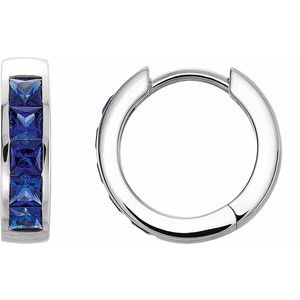 Lab-Grown Blue Sapphire Hoop Earrings