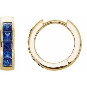 Lab-Grown Blue Sapphire Hoop Earrings