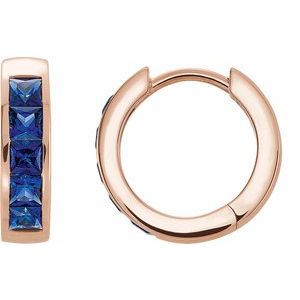 Lab-Grown Blue Sapphire Hoop Earrings