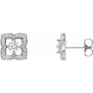 1/3 Ctw Natural Diamond And Forever One Lab-Grown Moissanite Earrings