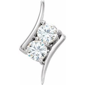 Forever One Colorless Lab-Grown Moissanite Two Stone Pendant