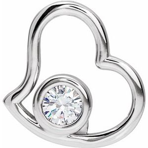 14K White Forever One™ Colorless Lab-Grown Moissanite Heart Pendant