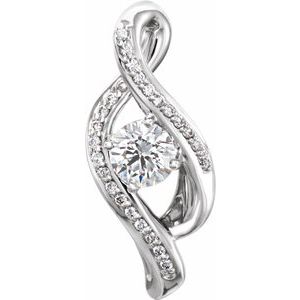 Forever One Colorless Lab-Grown Moissanite And .07 Ctw Natural Diamond Pendant