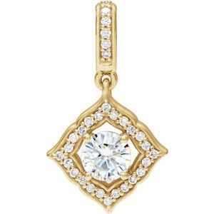 Forever One Lab-Grown Moissanite And 1/8 Ctw Diamond Clover Pendant