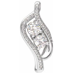 14K White 5 mm Round Forever One™ Lab-Grown Moissanite & 1/6 CTW Natural Diamond Pendant