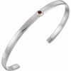 14K White Natural Mozambique Garnet Cuff 6″ Bracelet