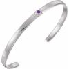 14K White Natural Amethyst Cuff 6″ Bracelet