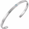 14K White Natural Aquamarine Cuff 6″ Bracelet