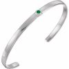 14K White Natural Emerald Cuff 6″ Bracelet