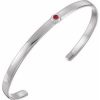 14K White Natural Ruby Cuff 6″ Bracelet