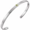 14K White Natural Peridot Cuff 6″ Bracelet