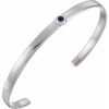 14K White Natural Blue Sapphire Cuff 6″ Bracelet