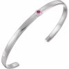 14K White Natural Pink Tourmaline Cuff 6″ Bracelet