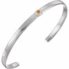 14K White Natural Citrine Cuff 6″ Bracelet