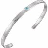 Sterling Silver Natural Blue Zircon Cuff 6″ Bracelet