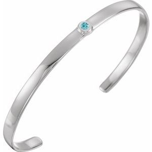 Natural Blue Zircon Cuff Bracelet