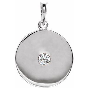 14K White 1/10 CTW Natural Diamond Disc Pendant