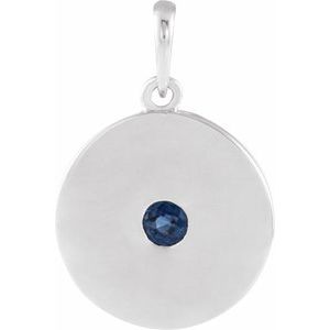 Sterling Silver Natural Blue Sapphire Disc Pendant