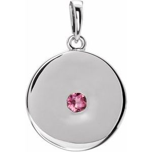 Natural Pink Tourmaline Disc Pendant