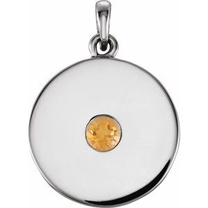 Natural Citrine Disc Pendant