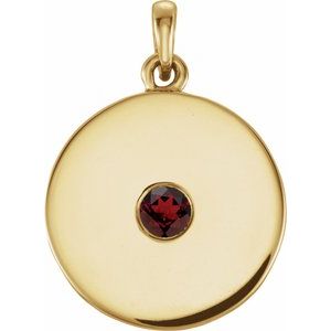 14K Yellow Natural Mozambique Garnet Disc Pendant