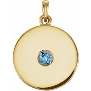 Natural Aquamarine Disc Pendant