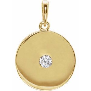 1/10 Ctw Natural Diamond Disc Pendant