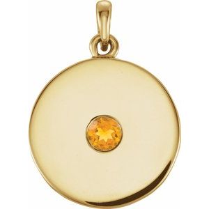 Natural Citrine Disc Pendant