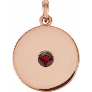 14K Rose Natural Mozambique Garnet Disc Pendant